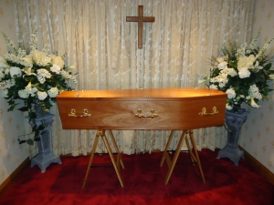 Image 1 - Veneered Mahogany Coffin